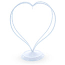 Double Wire Heart Twisted White Paint Metal Ornament Display Stand 7.8 Inches (Poland)