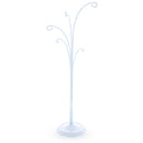 5-Arm Scroll Tree Branches White Painted Metal Ornament Display Stand 14.5 Inches
