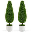 2 Pack 3 Feet Artificial Cedar Teardrop Shaped Bush with Plastic Nursery Pot-Green