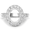 0.60 Carat Genuine White Diamond 14K White Gold Semi Mount Ring - holds 10x8mm Oval Gemstone