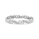 .925 Sterling Silver 1 3/4 Cttw Diamond Wave and X Link Tennis Bracelet (I-J Color, I3 Clarity) - 7"