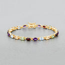 8.96 Carat Genuine Multi Stones .925 Sterling Silver Bracelet
