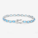 10.71 Carat Genuine Swiss Blue Topaz .925 Sterling Silver Bracelet