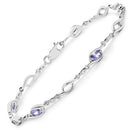 1.30 Carat Genuine Tanzanite and White Topaz .925 Sterling Silver Bracelet