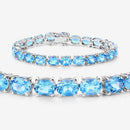 35.20 Carat Genuine Swiss Blue Topaz .925 Sterling Silver Bracelet