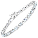 8.80 Carat Genuine Aquamarine .925 Sterling Silver Bracelet