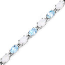 9.02 Carat Genuine Blue Topaz and Opal .925 Sterling Silver Bracelet
