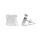 10K White Gold 1/2 Cttw Composite Princess Diamond Square and Swirl Stud Earrings (I-J Color, I1-I2 Clarity)