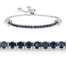 2.41 Carat Genuine Blue Sapphire and White Zircon .925 Sterling Silver Bracelet