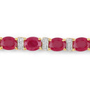7.76 Carat Genuine Ruby and White Diamond 14K Yellow Gold Bracelet