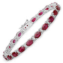 11.67 Carat Genuine Ruby and White Diamond 14K White Gold Bracelet