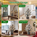 2FT Pre-Lit Flocked Christmas Tree with Pot & Pine Cones