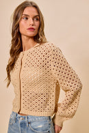 SO ME Open Knitted Button Down Cardigan Sweater Top