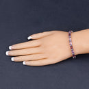 21.84 Carat Genuine Amethyst and Rhodolite Granet .925 Sterling Silver Bracelet