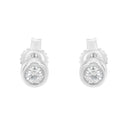 10K White Gold 0.15 Cttw Round Brilliant-Cut Near Colorless Diamond Bezel-Set Stud Earrings (H-I Color, I1-I2 Clarity)