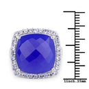 11.56 Carat Genuine Blue Chelcedonia and Tanzanite .925 Sterling Silver Ring