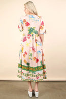 VERY J Button Down Printed Midi Dress