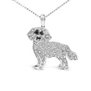 .925 Sterling Silver 1/3 Cttw White and Black Diamond Labrador Retriever Dog Pendant Necklace (I-J Color, I2-I3 Clarity) - 18" Inches