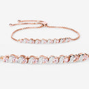 0.89 Carat Genuine Morganite and White Topaz .925 Sterling Silver Bracelet