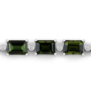 19.04 Carat Genuine Green Tourmaline and White Diamond 14K White Gold Bracelet