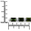 19.04 Carat Genuine Green Tourmaline and White Diamond 14K White Gold Bracelet