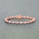 7.56 Carat Genuine Morganite and White Diamond 14K Rose Gold Bracelet