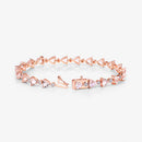 7.56 Carat Genuine Morganite and White Diamond 14K Rose Gold Bracelet