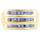 14K Yellow Gold Plated 1.05 Carat Genuine Blue Sapphire .925 Sterling Silver Ring
