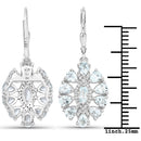 2.93 Carat Genuine Aquamarine and White Topaz .925 Sterling Silver Earrings