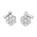 14KT White Gold 1/2 cttw Diamond Floral Cluster Pendant Necklace (HI, SI2-I1)
