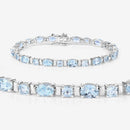 10.06 Carat Genuine Aquamarine .925 Sterling Silver Bracelet