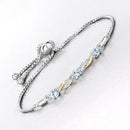0.74 Carat Genuine Aquamarine and White Sapphire .925 Sterling Silver Bracelet