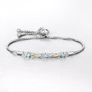 0.74 Carat Genuine Aquamarine and White Sapphire .925 Sterling Silver Bracelet