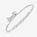 0.74 Carat Genuine Aquamarine and White Sapphire .925 Sterling Silver Bracelet