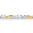 0.74 Carat Genuine Aquamarine and White Sapphire .925 Sterling Silver Bracelet
