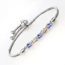 0.77 Carat Genuine Tanzanite and White Sapphire .925 Sterling Silver Bracelet