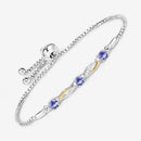 0.77 Carat Genuine Tanzanite and White Sapphire .925 Sterling Silver Bracelet