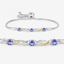 0.77 Carat Genuine Tanzanite and White Sapphire .925 Sterling Silver Bracelet