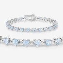 7.71 Carat Genuine Aquamarine and White Diamond .925 Sterling Silver Bracelet