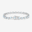 7.71 Carat Genuine Aquamarine and White Diamond .925 Sterling Silver Bracelet