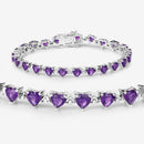 10.01 Carat Genuine Amethyst and White Diamond .925 Sterling Silver Bracelet