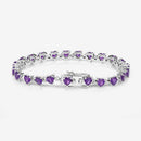 10.01 Carat Genuine Amethyst and White Diamond .925 Sterling Silver Bracelet
