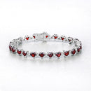 11.62 Carat Genuine Garnet and White Diamond .925 Sterling Silver Bracelet