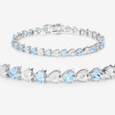 7.64 Carat Genuine Blue Topaz and White Diamond .925 Sterling Silver Bracelet