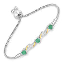 0.79 Carat Genuine Emerald and White Sapphire .925 Sterling Silver Bracelet