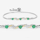 0.79 Carat Genuine Emerald and White Sapphire .925 Sterling Silver Bracelet