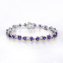 9.56 Carat Genuine Amethyst and White Diamond .925 Sterling Silver Bracelet