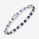 9.56 Carat Genuine Amethyst and White Diamond .925 Sterling Silver Bracelet
