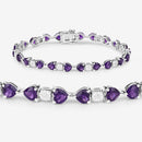 9.56 Carat Genuine Amethyst and White Diamond .925 Sterling Silver Bracelet