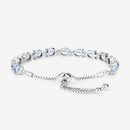 12.83 Carat Genuine Blue Topaz and White Topaz .925 Sterling Silver Bracelet